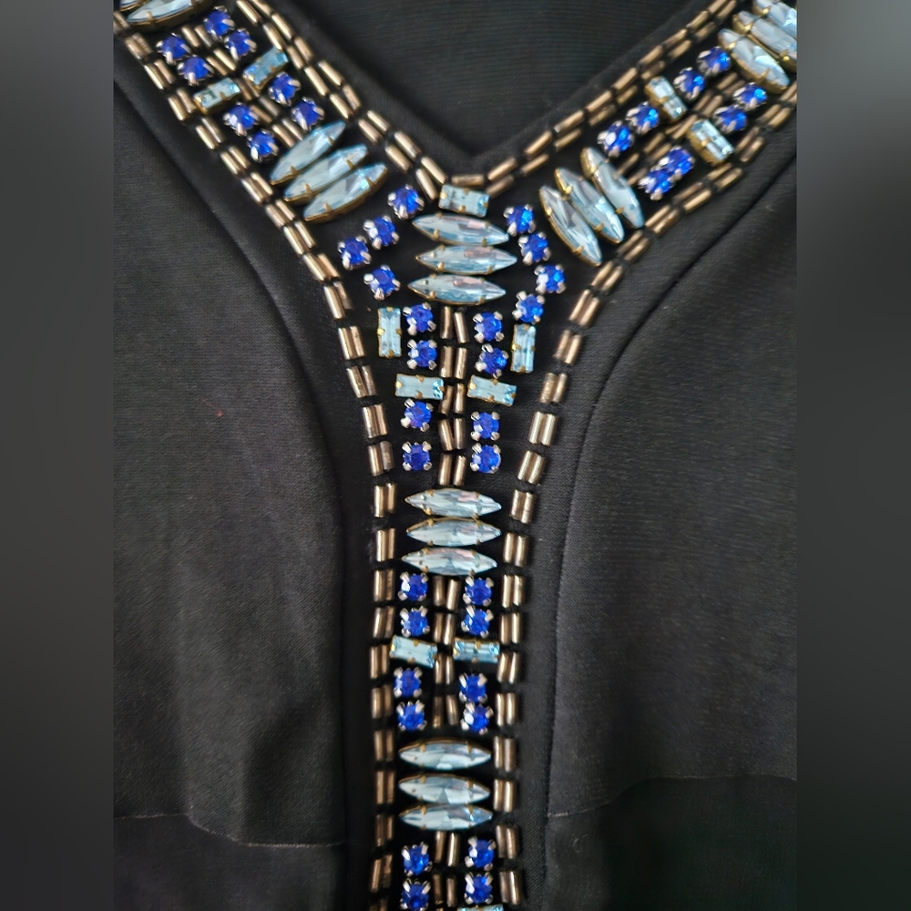 NWT WHITE HOUSE BLACK MARKET Black Jeweled Tiered Halter Top | SZ S - Picture 4 of 9